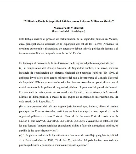Militarización de la Seguridad Pública versus Reforma Militar en México