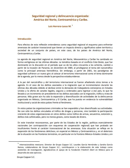 Seguridad regional y delincuencia organizada: América del Norte, Centroamérica y Caribe