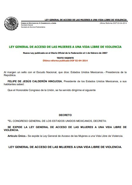 Ley General de Acceso de las Mujeres a una Vida libre de Violencia