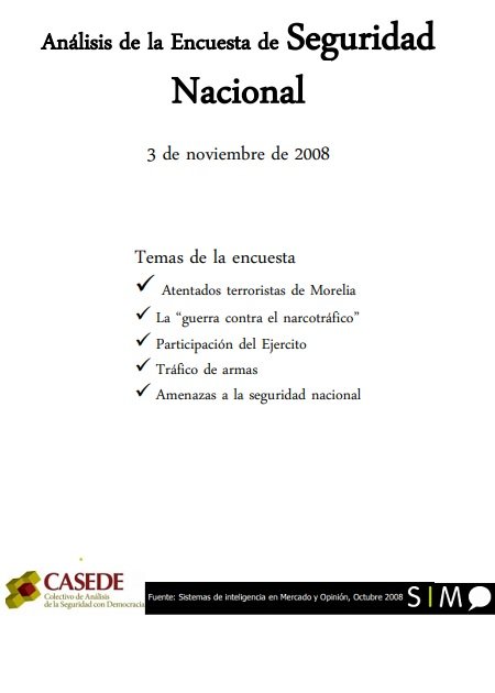 Análisis de la Encuesta de Seguridad Nacional, noviembre, 2008