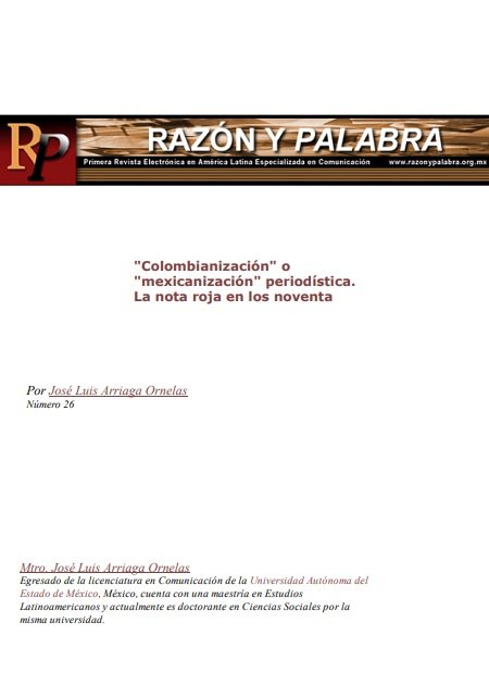 "Colombianización" o "mexicanización" periodística. La nota roja en los noventa