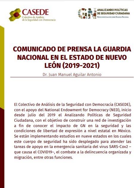 Comunicado de prensa la Guardia Nacional en el estado de Nuevo León