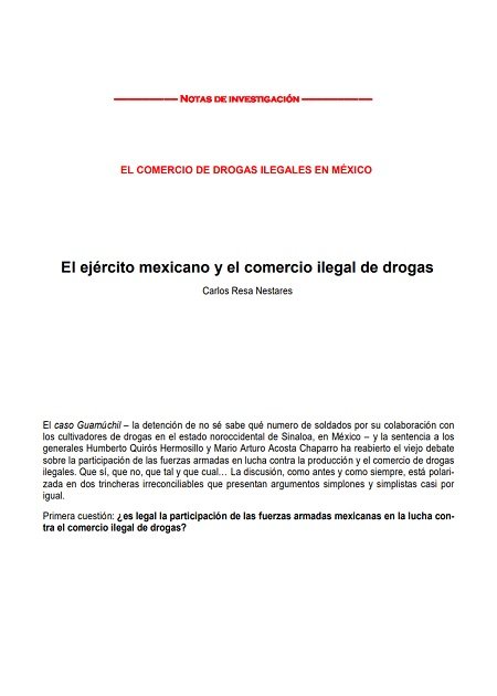 El ejército mexicano y el comercio ilegal de drogas