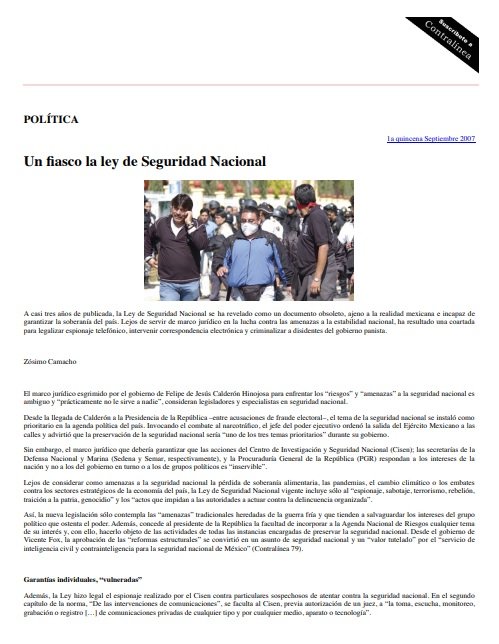 Un Fiasco la Ley de Seguridad Nacional
