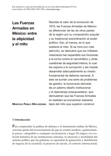 Las Fuerzas Armadas en México: entre la atipicidad y el mito