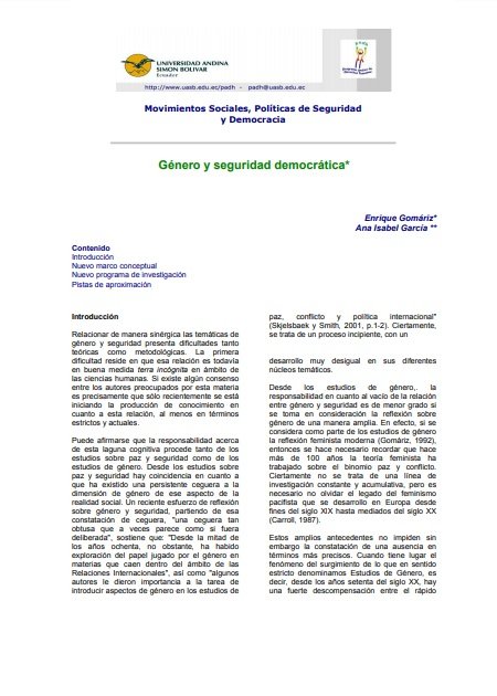 Género y seguridad democrática