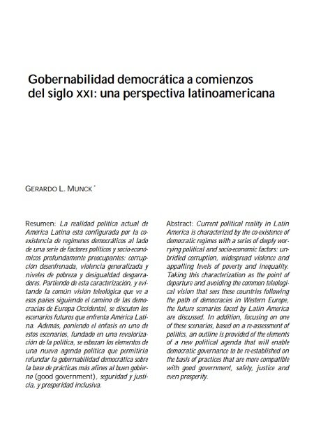 Gobernabilidad democrática a comienzos del siglo XXI: una perspectiva latinoamericana