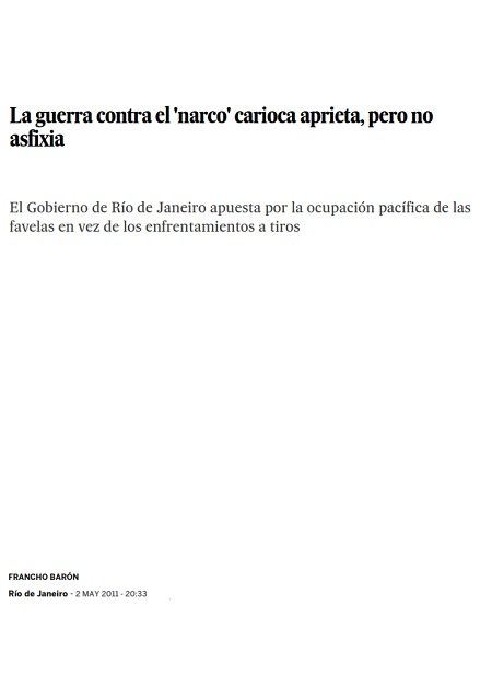 La guerra contra el 'narco' carioca aprieta, pero no asfixia