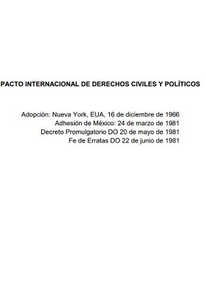 Pacto Internacional de Derechos Civiles y Políticos. Organización de las Naciones Unidas