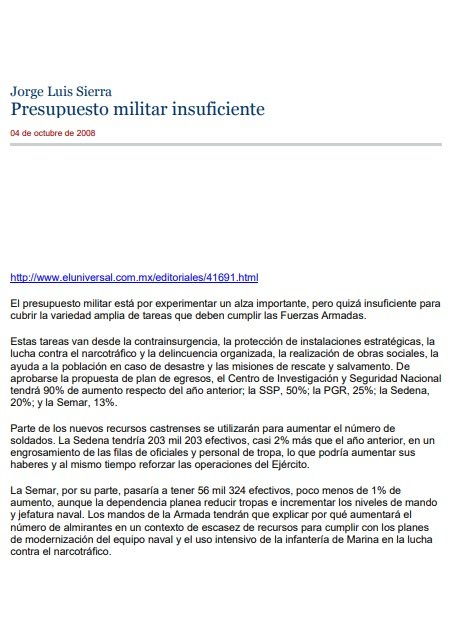 Presupuesto militar insuficiente