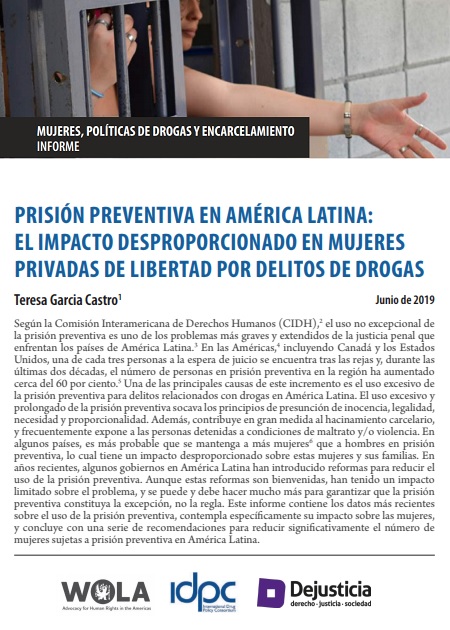 Prisión preventiva en América Latina: el impacto desproporcionado en mujeres privadas de libertad por delitos de drogas
