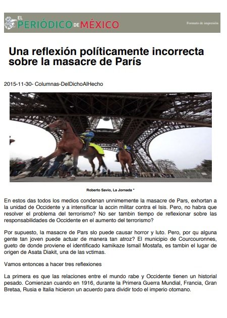 Una reflexión políticamente incorrecta sobre la masacre de París