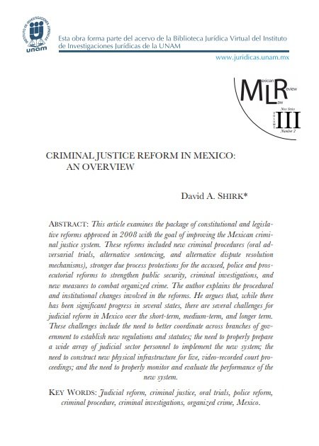 Reforming the Administration of Justice in Mexico