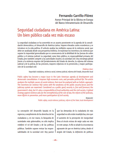 Seguridad ciudadana en América Latina: un bien público cada vez más escaso