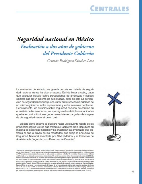 Seguridad Nacional en México: evaluación a dos años de gobierno del Presidente Calderón