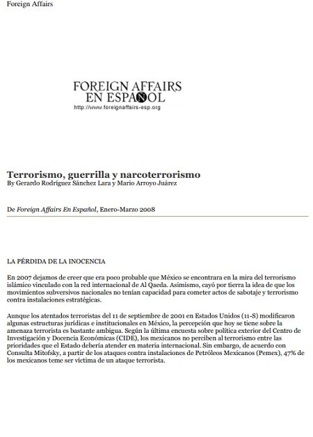 Terrorismo, guerrilla y narcoterrorismo: ¿Amenazas para México?