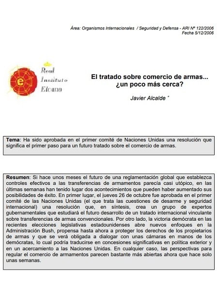 Tratado sobre comercio de armas... ¿Un poco más cerca?