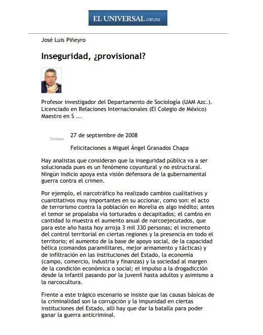 Inseguridad, ¿provisional?