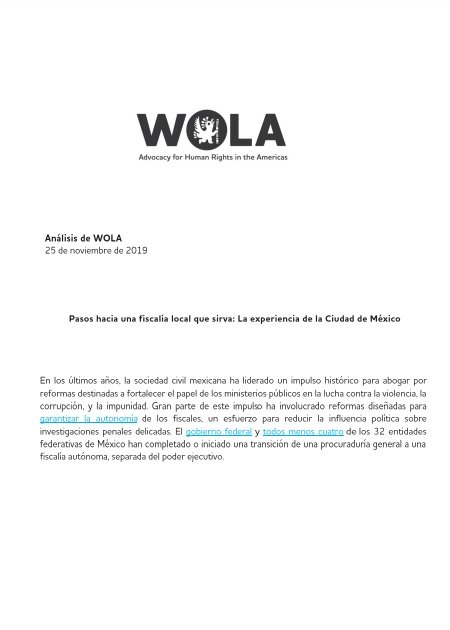 Pasos hacia una fiscalía local que sirva