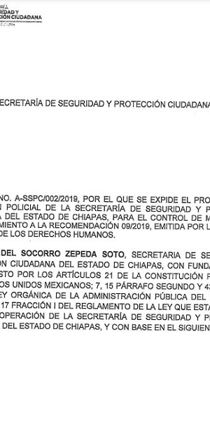 Chiapas Protocolo de Actuación Policial para el Control de Multitudes